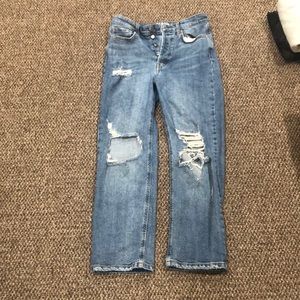 blue distressed jeans